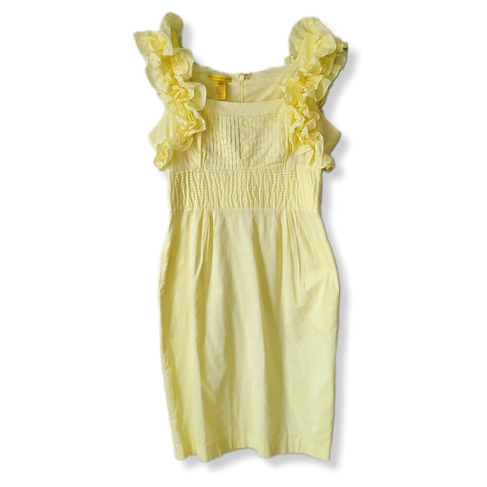 C Malandrino Pastel Yellow Cotton Ruffle Dress 8 Cottagecore Coquette Girlhood